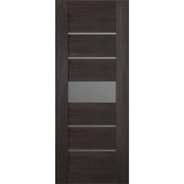 Belldinni Vona 07-06 18 in. x 80 in. No Bore Solid Core 5-Lite Frosted Glass Veralinga Oak Wood Composite Interior Door Slab