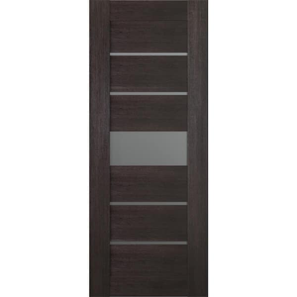 Belldinni Vona 07-06 36 in. x 80 in. No Bore Solid Core 5-Lite Frosted Glass Veralinga Oak Wood Composite Interior Door Slab