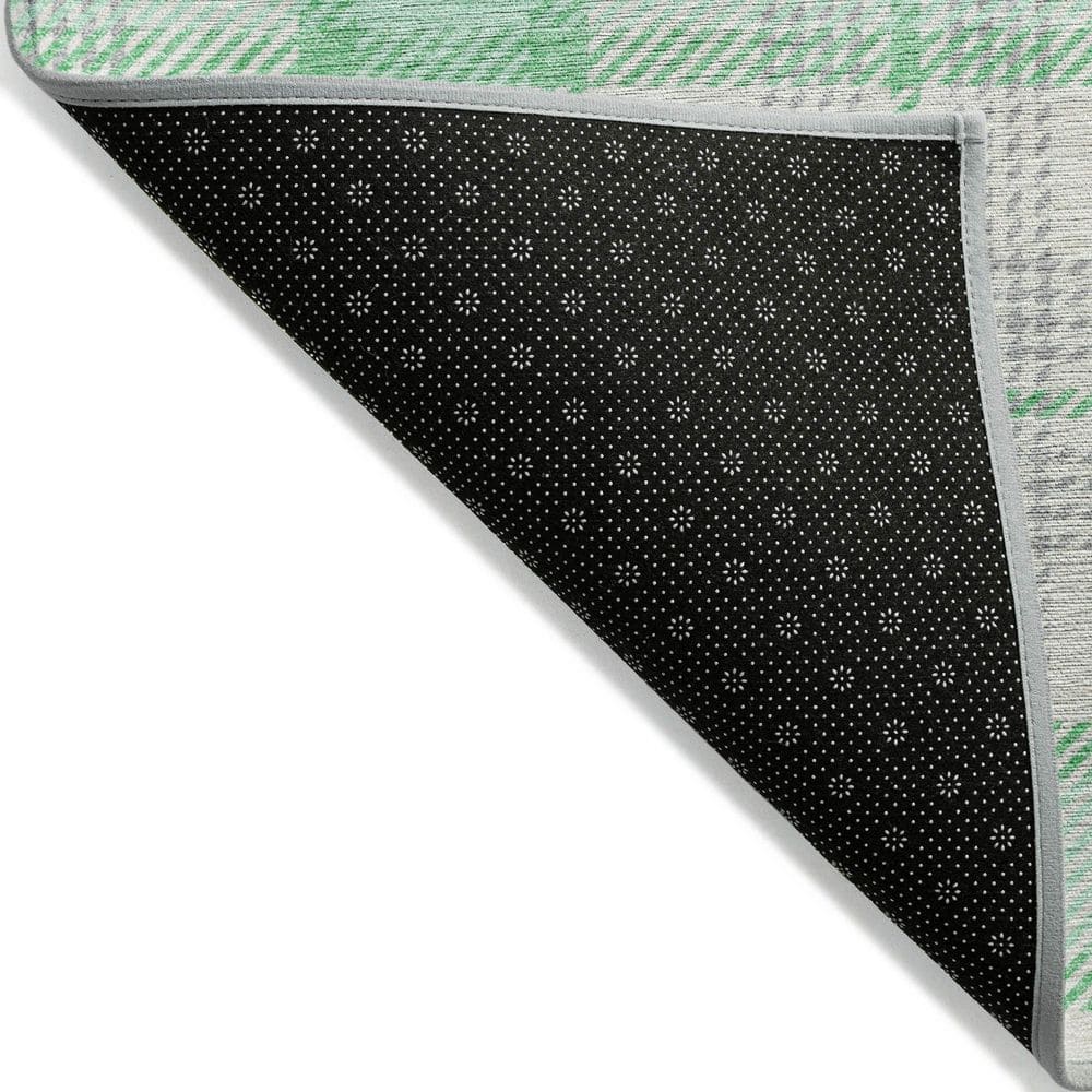 Green and White Plaid Indoor Outdoor Area Rug, 8' x 10'