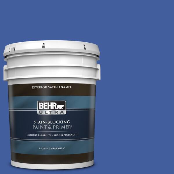 BEHR ULTRA 5 gal. #BIC-21 Blue Dahlia Satin Enamel Exterior Paint & Primer