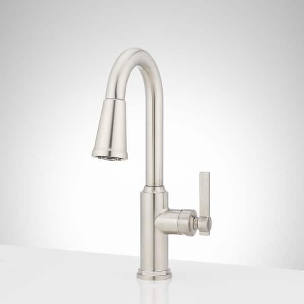 SIGNATURE HARDWARE Greyfield Single Handle Bar Faucet Deckplate included in Stainless