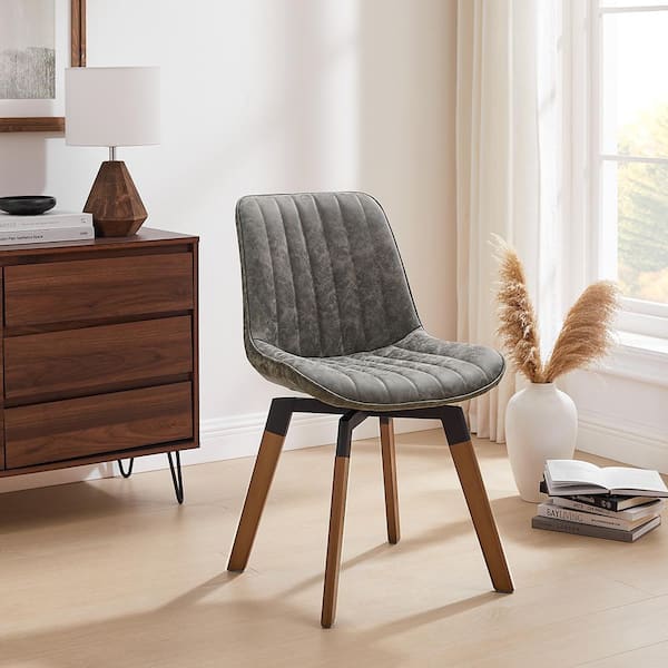 Art Leon KACY Gray Faux Leather Swivel Accent Dining Chairs (Set