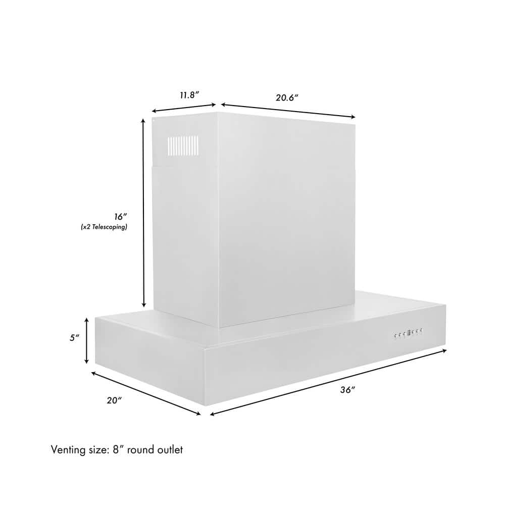 36" Stainless Steel Convertible Wall Mounted Range Hood