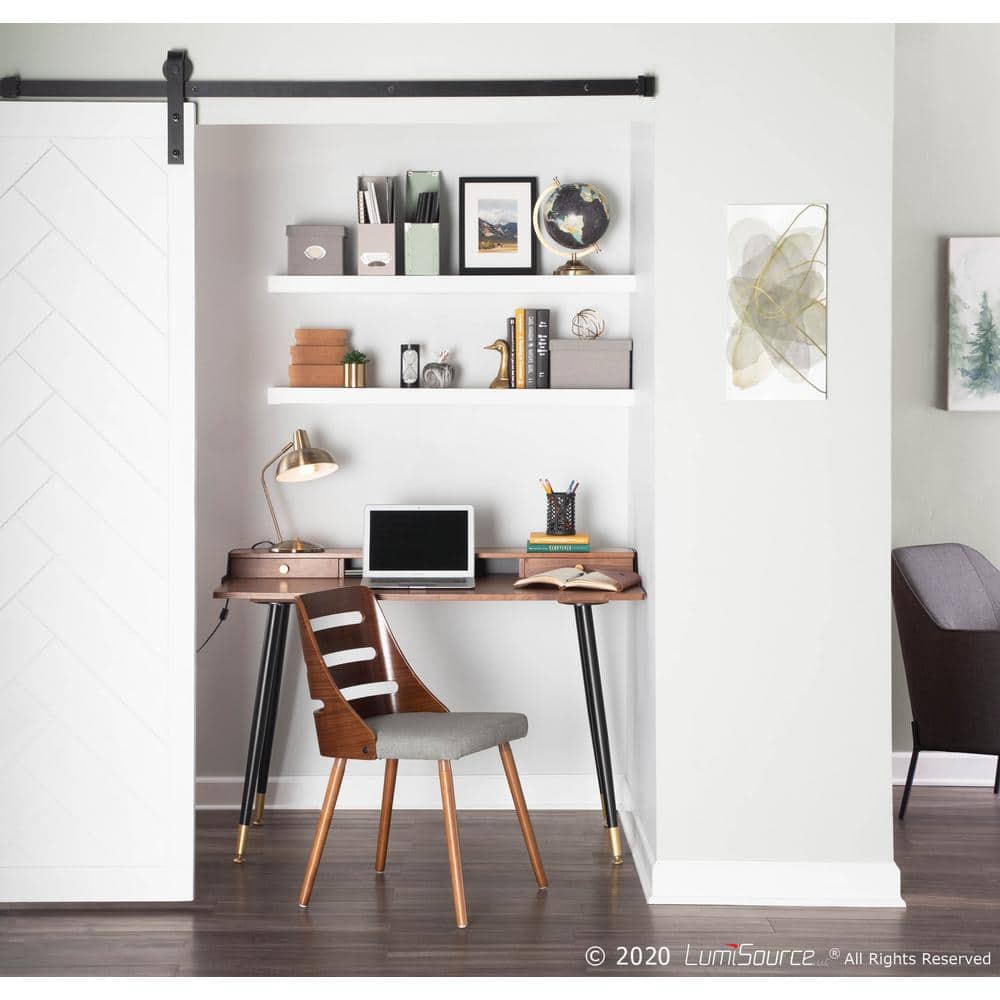 Trevi Gray & Walnut Upholstered Ladderback Side Chair