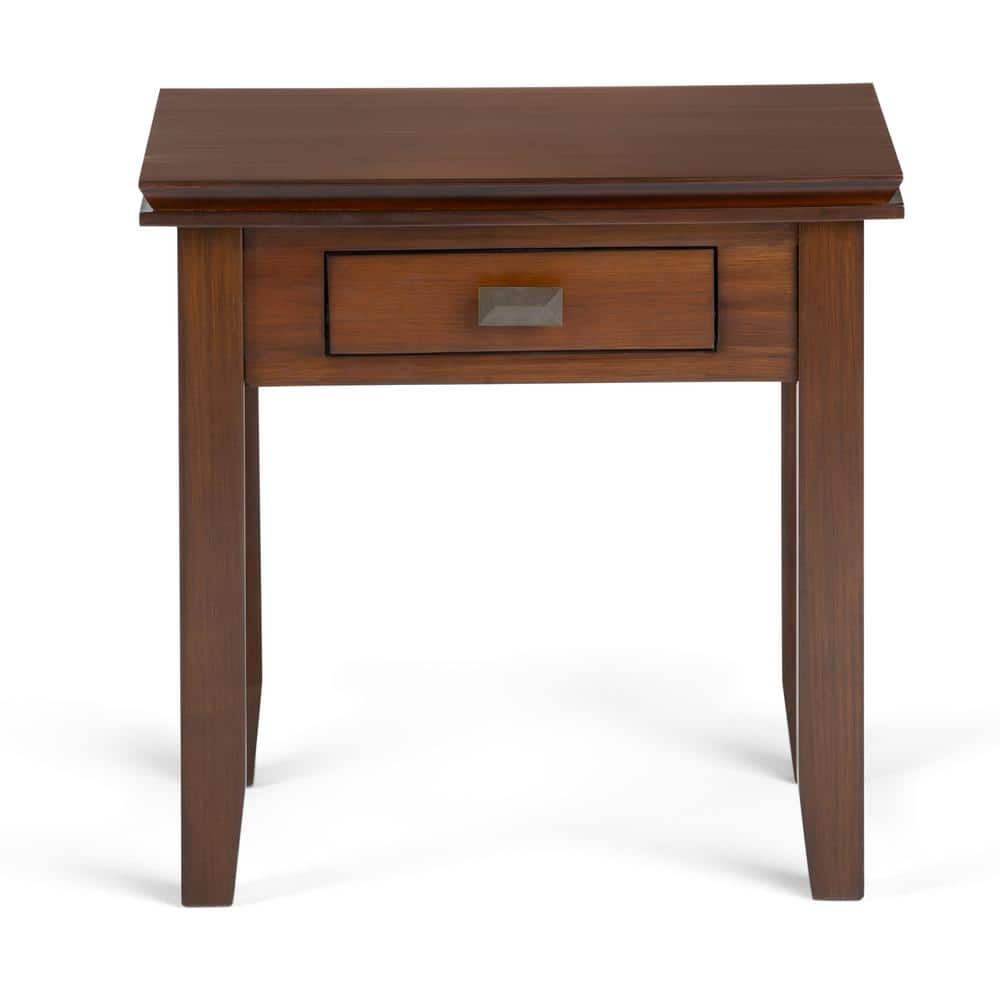 Russet Brown Solid Wood End Table with Storage Drawer