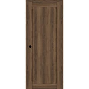 1-Panel Shaker 30 in. W. x 80 in. Right Hand Active Pecan Nutwood Wood DIY-Friendly Single Prehung Interior Door