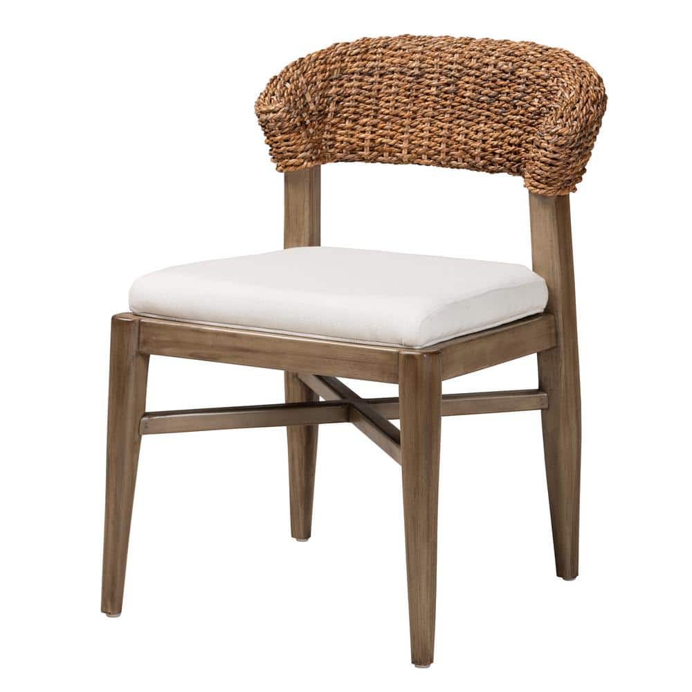 Chloe Bohemian Mahogany and Natural Rattan Dining Chair