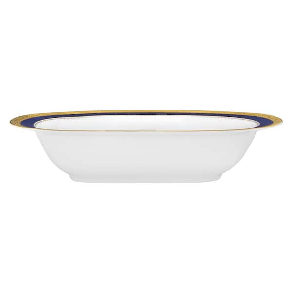 Noritake Odessa Cobalt Gold 10.5 in., 24 fl. oz. (Gold) Bone China Oval Serving Bowl