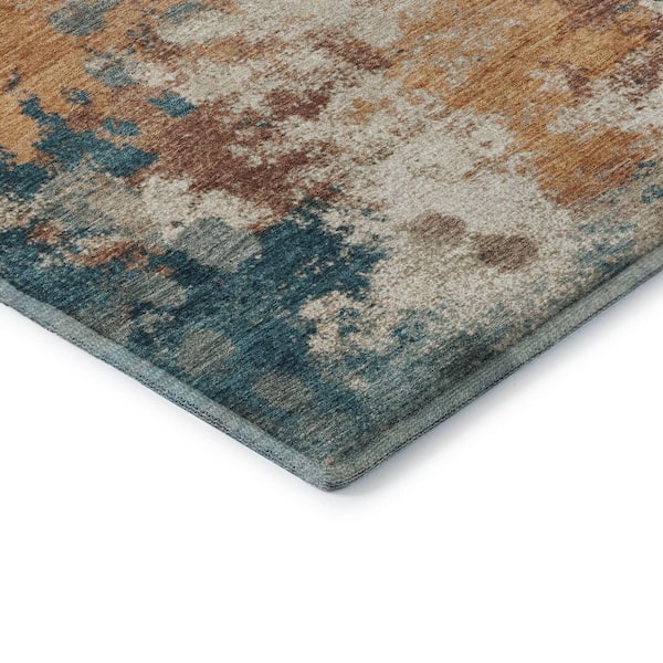 Mayfield Premium Machine Washable Abstract AMF2114 Teal 10 ft. x 14 ft. Area Rug