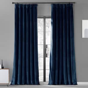 Americana Blue Urban Lush Velvet Room Darkening Curtain - 50 in. W x 108 in. L (1 Panel)