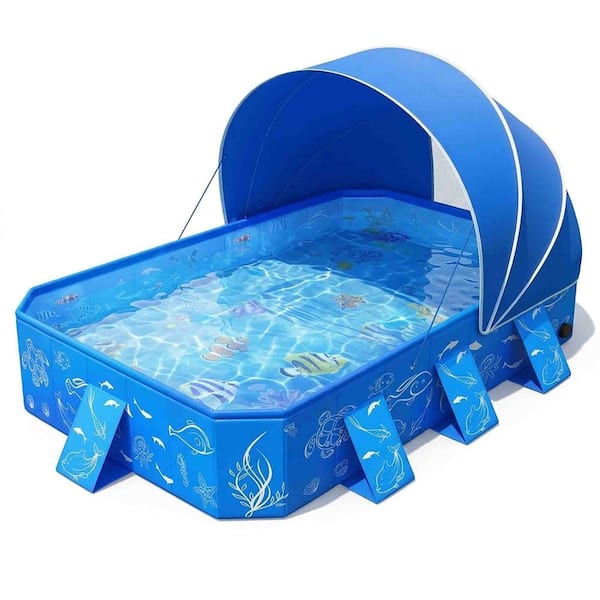 53 in. x 40 in. x 33 in. Foldable Toddler Kiddie Pool with Removable UPF 50+ Canopy and Pop-Up Portable
