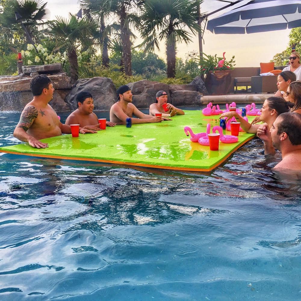 9x5 Foot Orange and Green Floating Water Mat Pad
