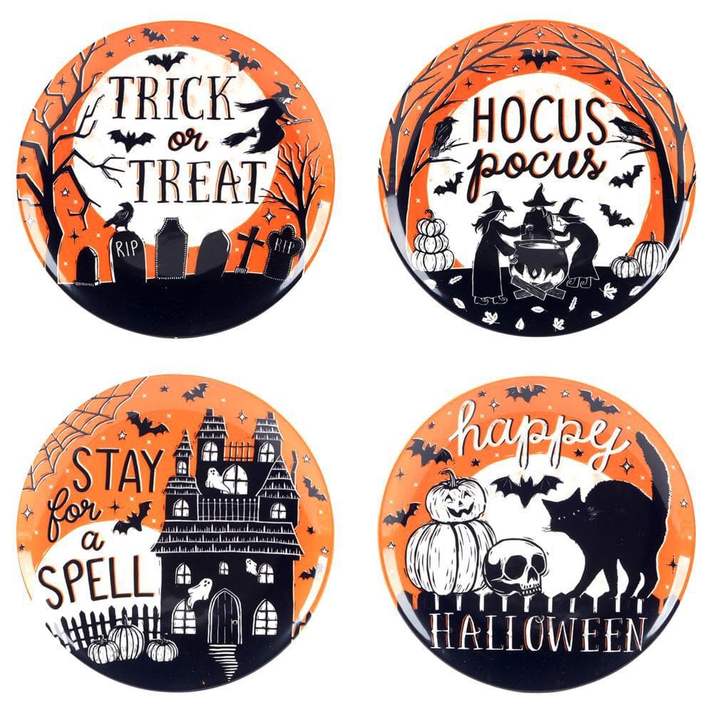 Certified International Multi-Colored Hocus Pocus Salad Plates Set of 4