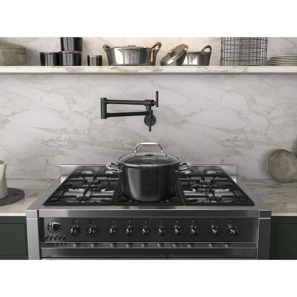 Braccia Series 24 in. Wall Mounted Pot filler in Matte Black