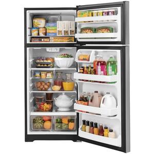 28 in. 17.5 cu. ft. Top Freezer Refrigerator in Stainless Steel with LED Light Type, Reversible Door Hinge