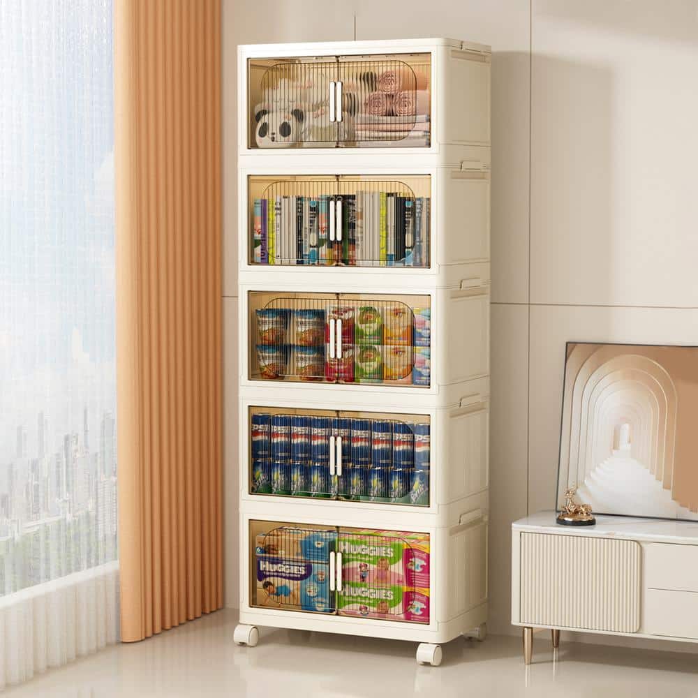 19.69 in. W x 11.81 in. D x 50.00 in. H 5 Tier Wide Folding Storage Cabinet