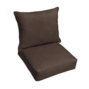 22.5 x 22.5 x 22 Deep Seating Indoor/Outdoor Pillow and Cushion Chair Set in Sunbrella Canvas Java