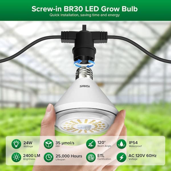 SANSI 192W Full Spectrum 4000K Daylight Plant Light, 120° Wide