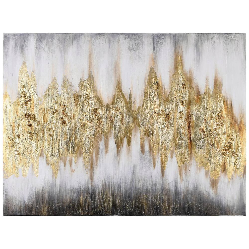 Gold and Silver Textured Abstract Hand-Painted Canvas Wall Art