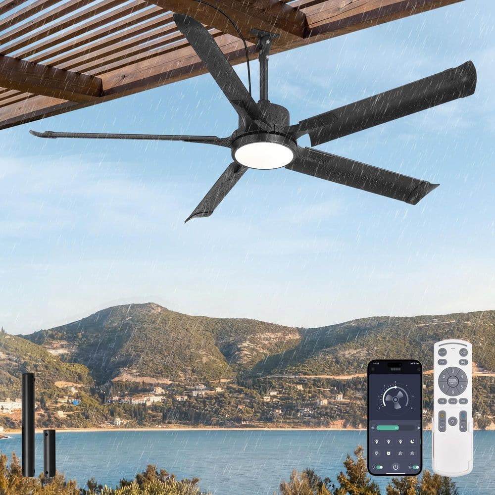 52 in. Black Standard Downrod Mount Ceiling Fan with Lights and Remote-Quiet DC Motor for Bedroom and Living Room price history on PriceWatchPro