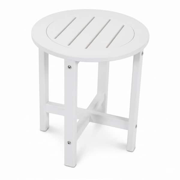 18 in. H Outdoor HDPE Round Side Table 1 PC, Weather-Resistant End Table for Patio Porch Garden and Poolside, White