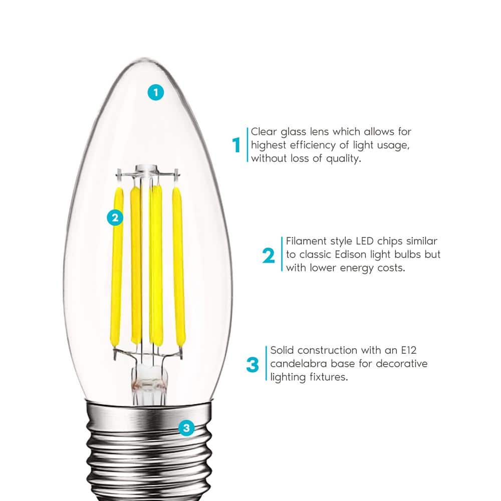 Clear Dimmable LED Edison Light Bulbs, 3.5 in, 6-Pack