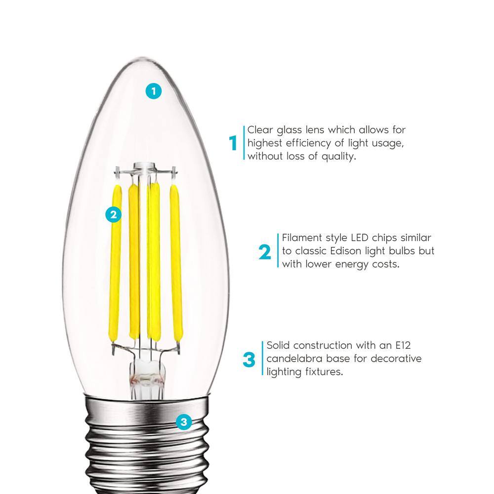 Clear Dimmable LED Edison Light Bulbs, 3.5 in, 6-Pack
