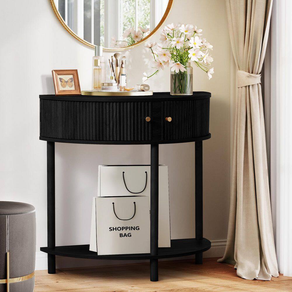 14.37 in. Natural Semi-Circle Wood End Table - thumbnail 7