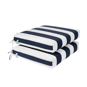 All-Weather 18.5 x 16 2-Piece Outdoor Seat Cushion Navy and White Striped