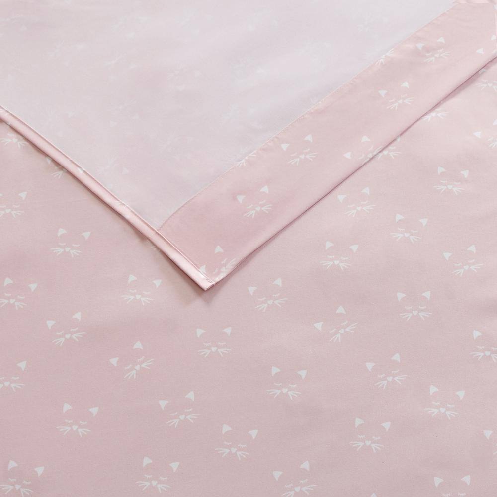 Queen Pink Microfiber Cat Print Sheet Set