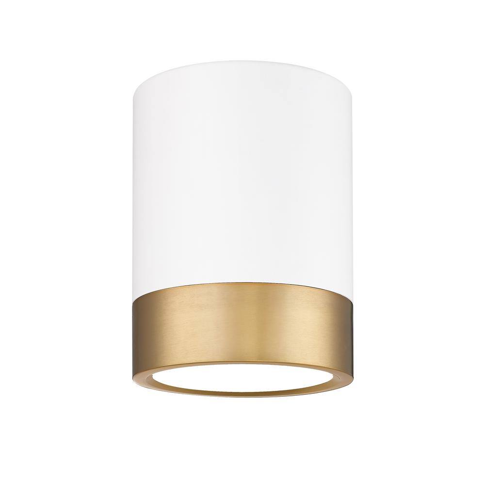 Algar 6 in. Matte White Plus Modern Gold Integrated LED Flush Mount with Fr