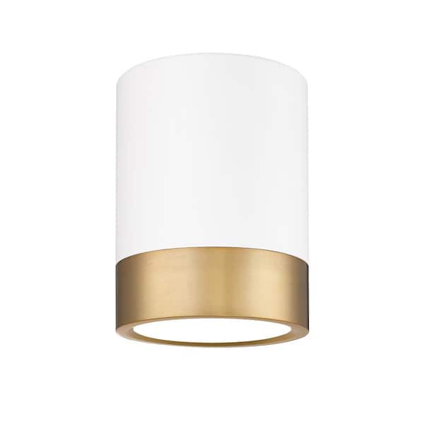 Unbranded Algar 6 in. Matte White Plus Modern Gold Integrated LED Flush Mount with Frosted Acrylic Shade (1-Pack)