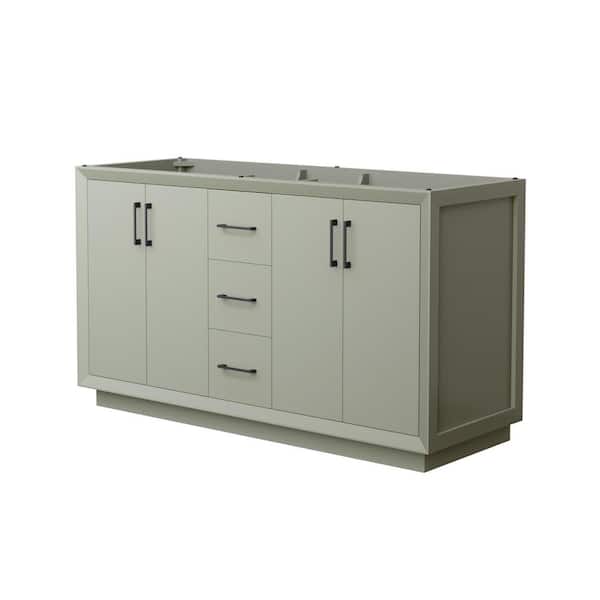 Wyndham Collection Strada 59.25 in. W x 21.75 in. D x 34.25 in. H Double Bath Vanity Cabinet without Top in Light Green