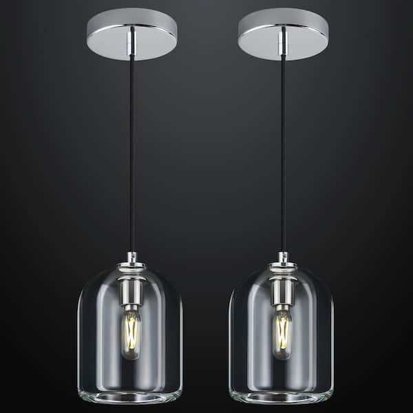 Modern Chrome Pendant Lights Kitchen Island Ceiling Chandelier Indoor Crystal Hanging Light （2Pack）