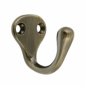 Solid Brass Single Hook in Antique Brass