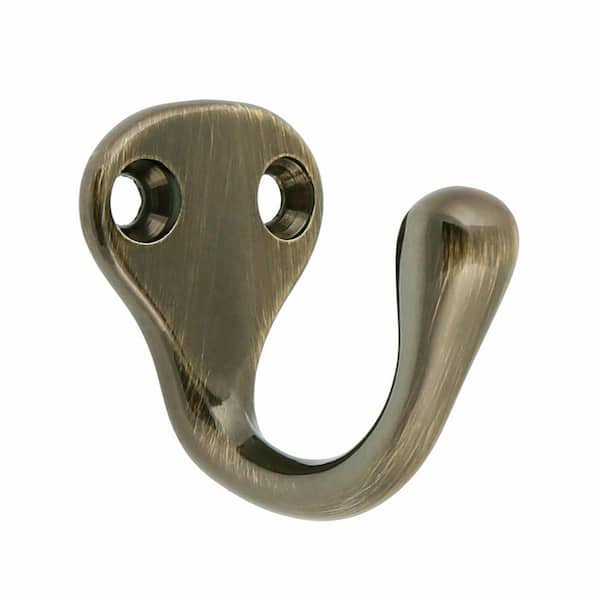 Solid Brass Single Hook in Antique Brass 17014-005 - The Home Depot