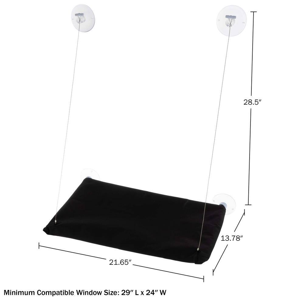 Black Oxford Cloth Cat Window Perch with Suction Cups