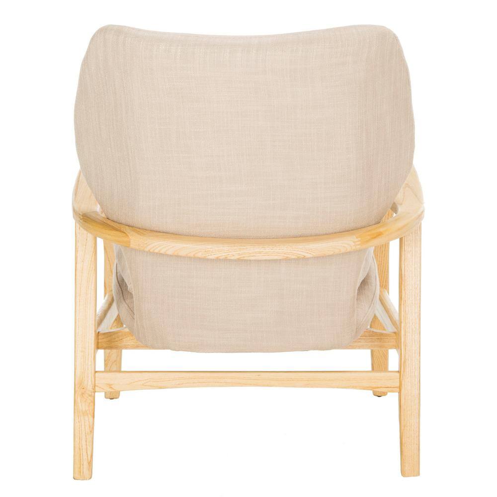 Tarly Beige Natural Elm Wood Transitional Arm Chair
