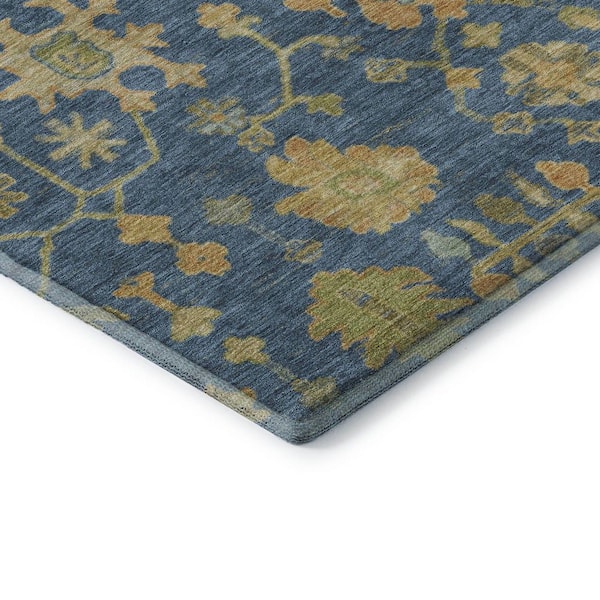 Mayfield Premium Machine Washable Abstract AMF1930 Navy 8 ft. x 10 ft. Area Rug