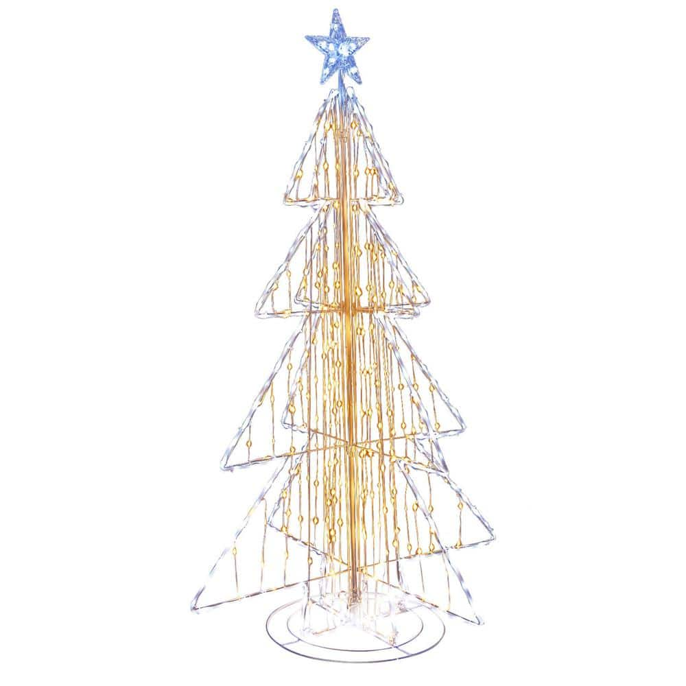 Costway 60 in. Animated Christmas Tree with 252 Warm 202 Cold LED Lights Zip Ties and Stakes