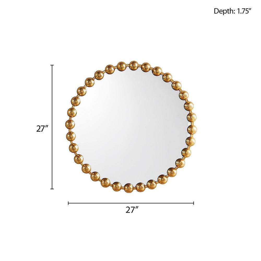 Elegant Marlowe Antique Gold Foil Round Wall Mirror - 27"