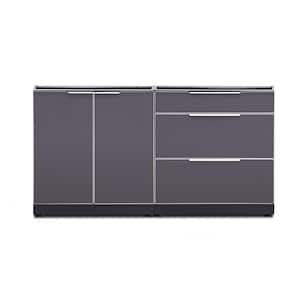 Slate Gray 2-Piece 64 in. W x 36.5 in. H x 24 in. D Outdoor Kitchen Cabinet Set without Countertop