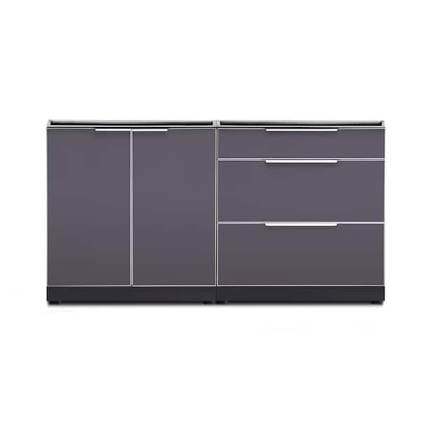 NewAge Products Slate Gray 2-Piece 64 in. W x 36.5 in. H x 24 in. D Outdoor Kitchen Cabinet Set without Countertop
