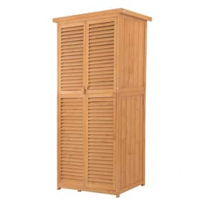 18.25 in. x 34.25 in. x 63 in. Natural Wooden Garden Storage Shed with Lock and Weather-Resistant Coating