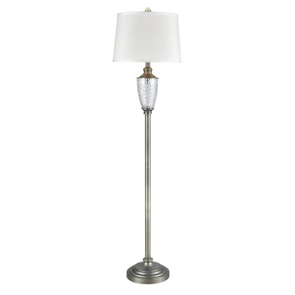 Dale Tiffany Castle Mountain 60 in. Golden Antique Brass Floor/Torchiere Lamp with Fabric Shade