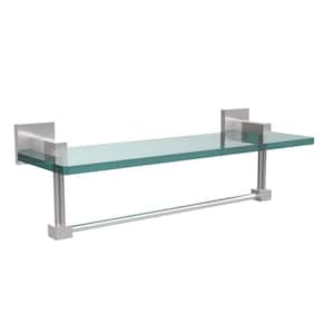 Montero 16 in. L x 5-1/4 in. H x 5-3/4 in. W Clear Glass Vanity Bathroom Shelf with Towel Bar in Satin Chrome