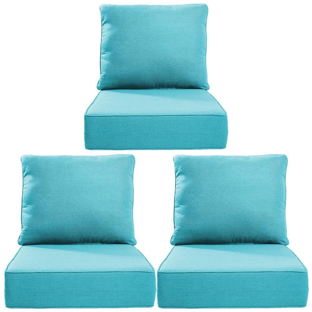 22 in. W x 24 in. D x 6 in. T 6-Piece Water & Fade Resistant Outdoor Lounge Chair Replacement Cushion Set in Light Blue price history on PriceWatchPro