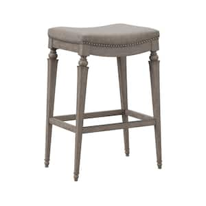 Vetrina 27 in. Weathered Gray Swivel Cushioned Bar Stool