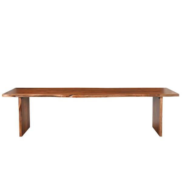 HomeRoots 73 in. Brown and Natural Solid Wood Dining Bench