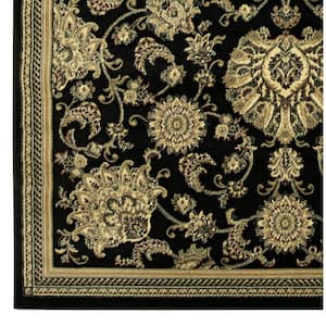 Castello Black 5 ft. x 7 ft. Traditional Floral Scroll Area Rug